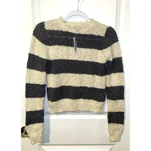 NWT PacSun Kirra Striped Chunky Bauble Knit Sweater Ivory Grey Size Xsmall